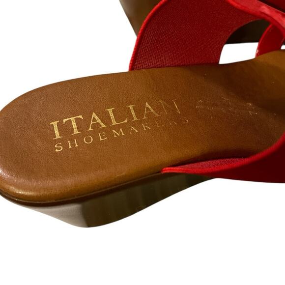 Italian Shoemakers Women's Red Wedge One Stretch and Two Faux Patent Straps 7.5 - Picture 6 of 7